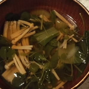 エノキとほうれん草の和風スープ